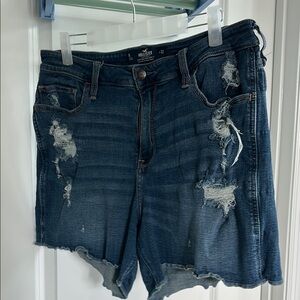 Hollister Blue Jean Shorts Distressed Denim